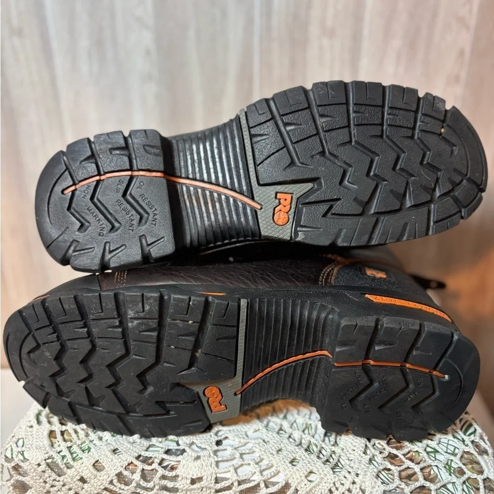 Timberland PRO Black Brown and Orange Work Boots Size 9W